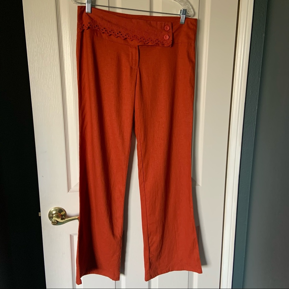 Tropical Wear Linen Wide-Leg Pant